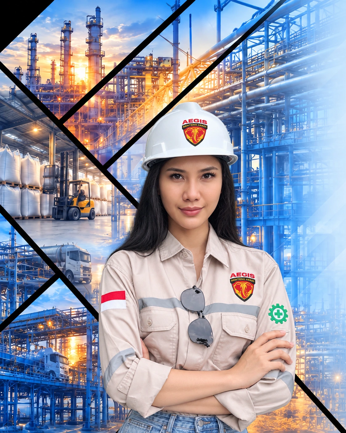 Aegis team member in an industrial materials facility.